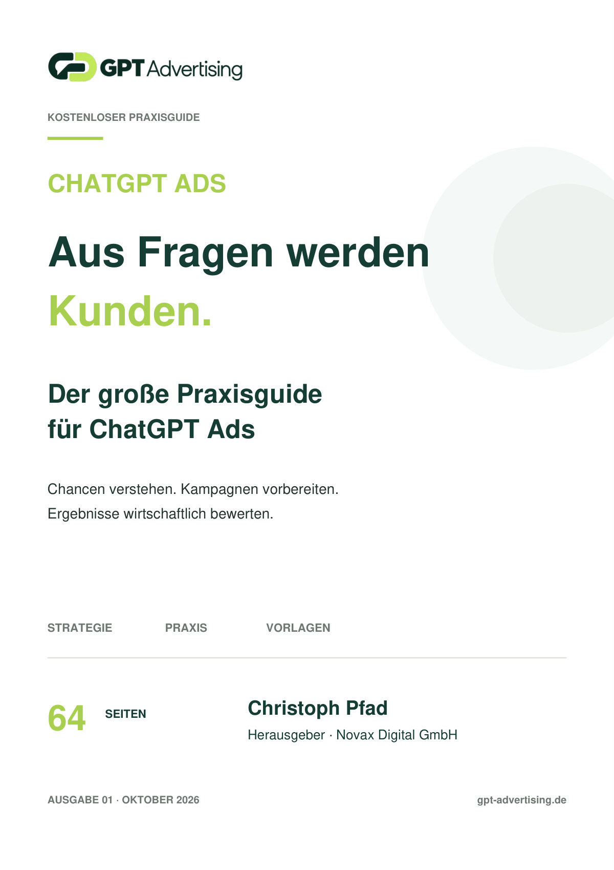 Originalcover: ChatGPT Ads – Aus Fragen werden Kunden. Von Christoph Pfad.